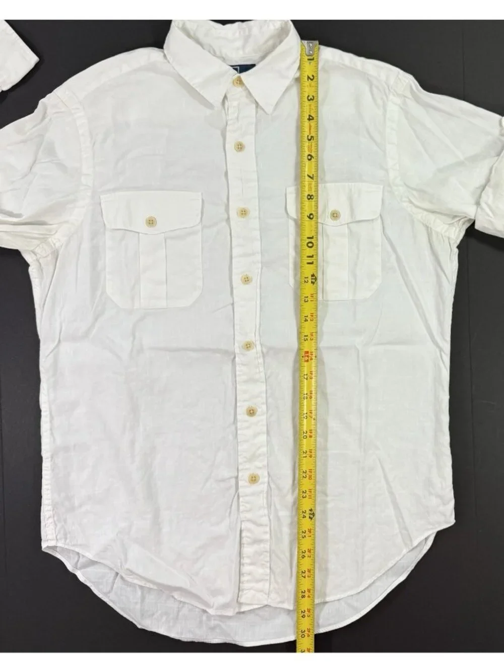 Vtg Polo Ralph Lauren Mens Shirt Size Medium Roll Tab Sleeve Linen Blend White